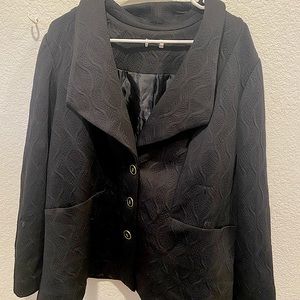 Black blazer 95% polyester 5% spandex fully lined from “The Avenue”.